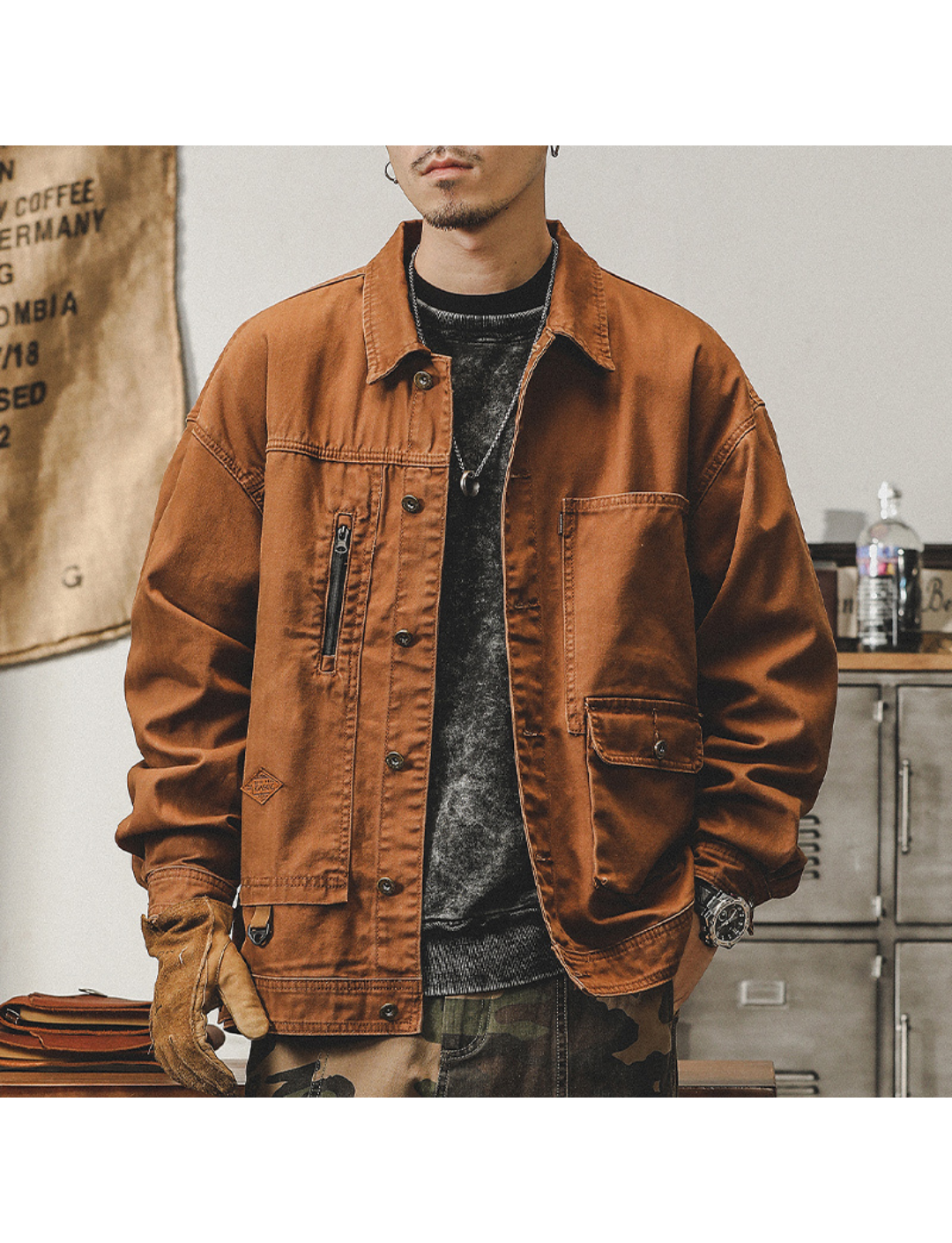 工裝著衣WorkerWear23年款/美式工装復古重磅魚骨紋獵裝夾克(2色)