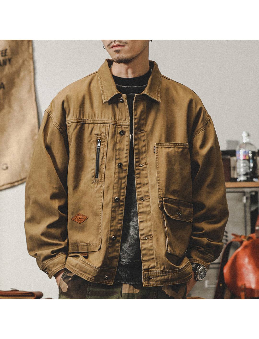 工裝著衣WorkerWear23年款/美式工装復古重磅魚骨紋獵裝夾克(2色)