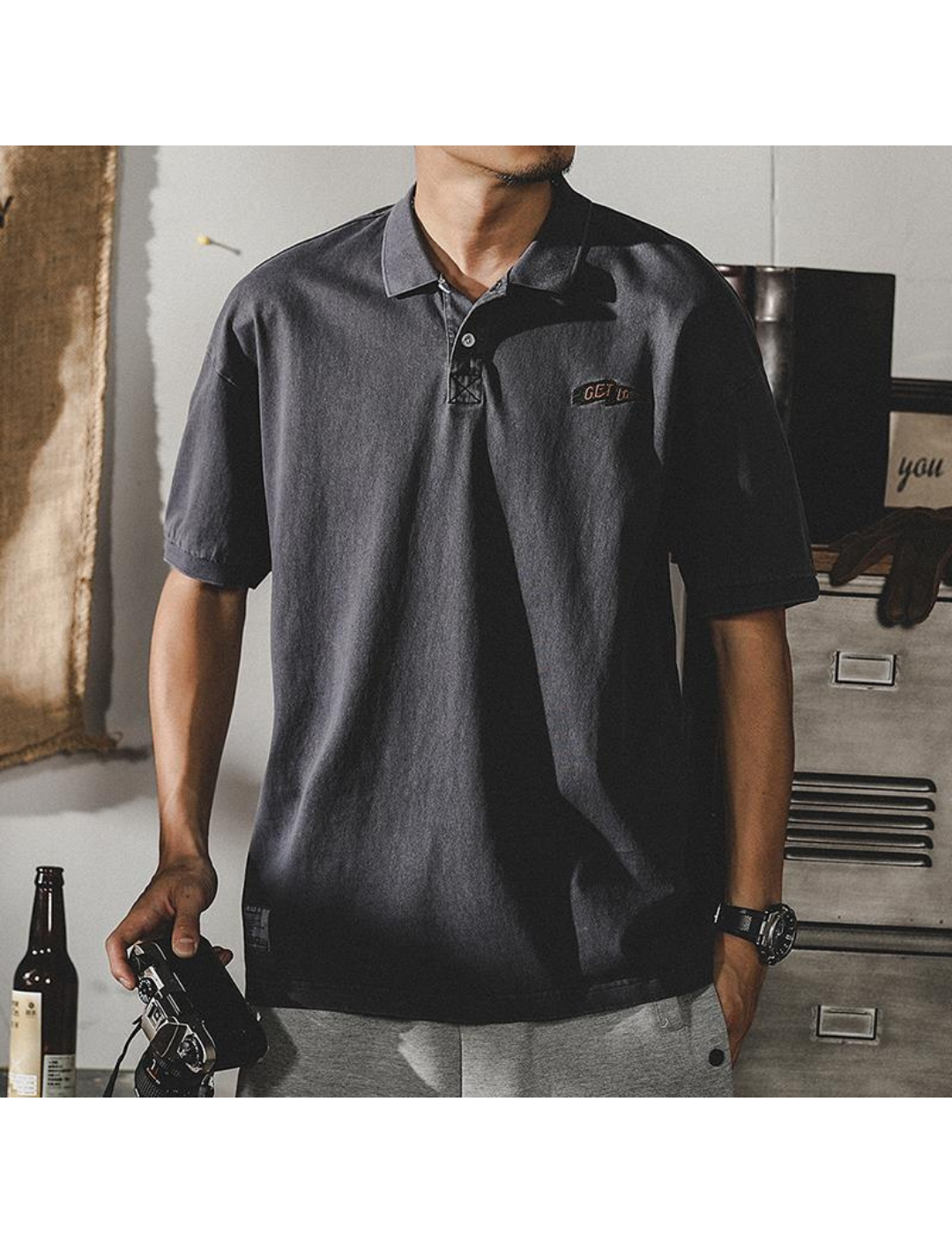 工裝著衣WorkerWear23年款/夏季新款復古寬鬆Polo衫(2色)