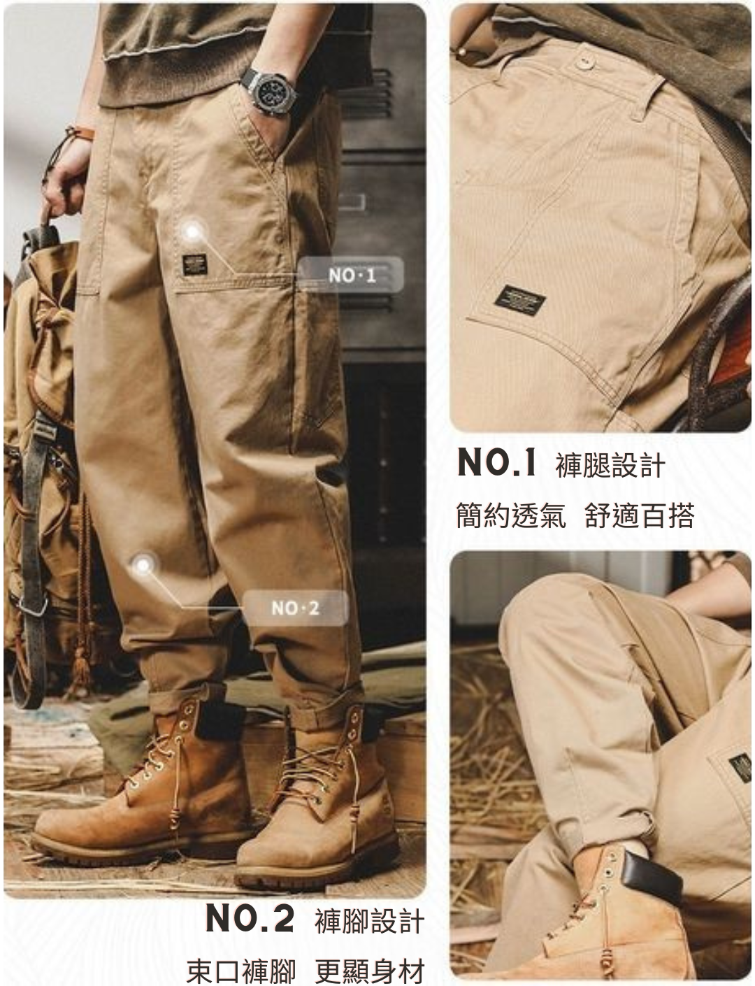 工裝著衣WorkerWear23年款/美式闊腿直筒束腳工裝褲(4色)