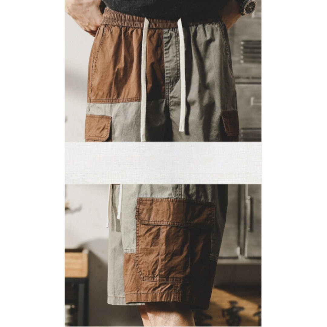 工裝著衣WorkerWear24年款/美式重磅復古寬鬆撞色工裝短褲(3色)