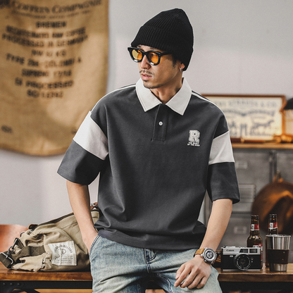 工裝著衣WorkerWear24年款/280g重磅雙面棉撞色拼接Polo衫