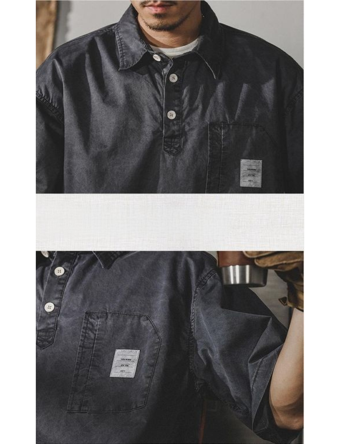 工裝著衣WorkerWear23年款/美式重磅復古水洗短袖polo衫