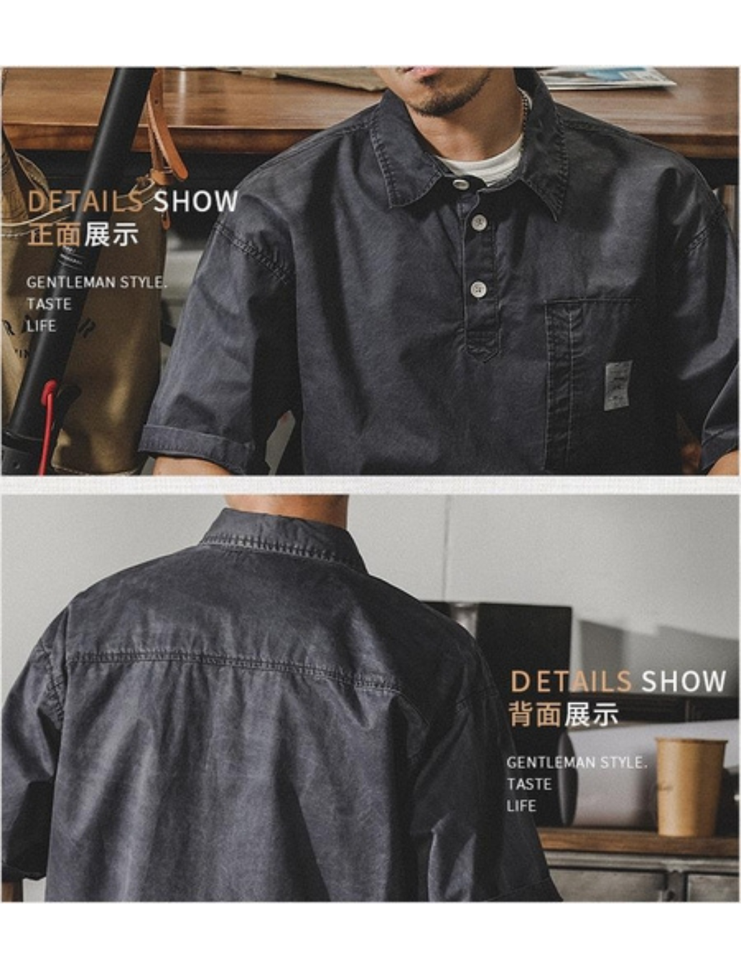 工裝著衣WorkerWear23年款/美式重磅復古水洗短袖polo衫