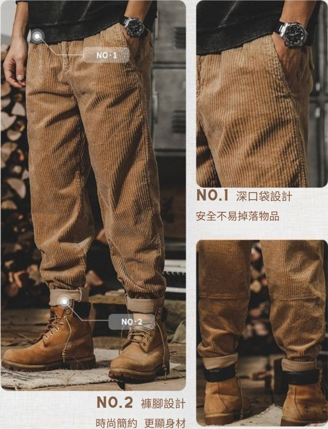 工裝著衣WorkerWear23年款/美式復古重磅直筒燈芯絨褲(3色)