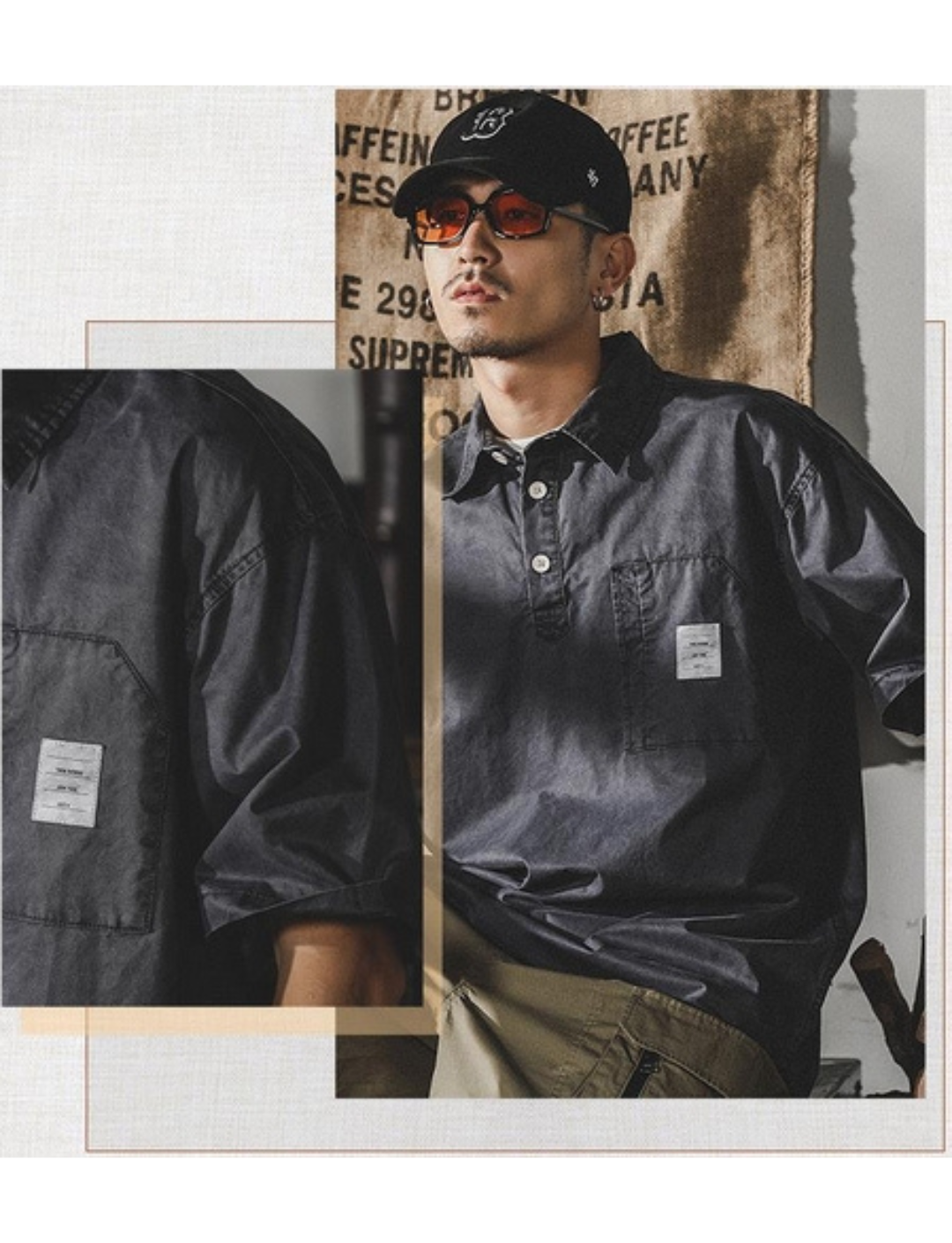 工裝著衣WorkerWear23年款/美式重磅復古水洗短袖polo衫