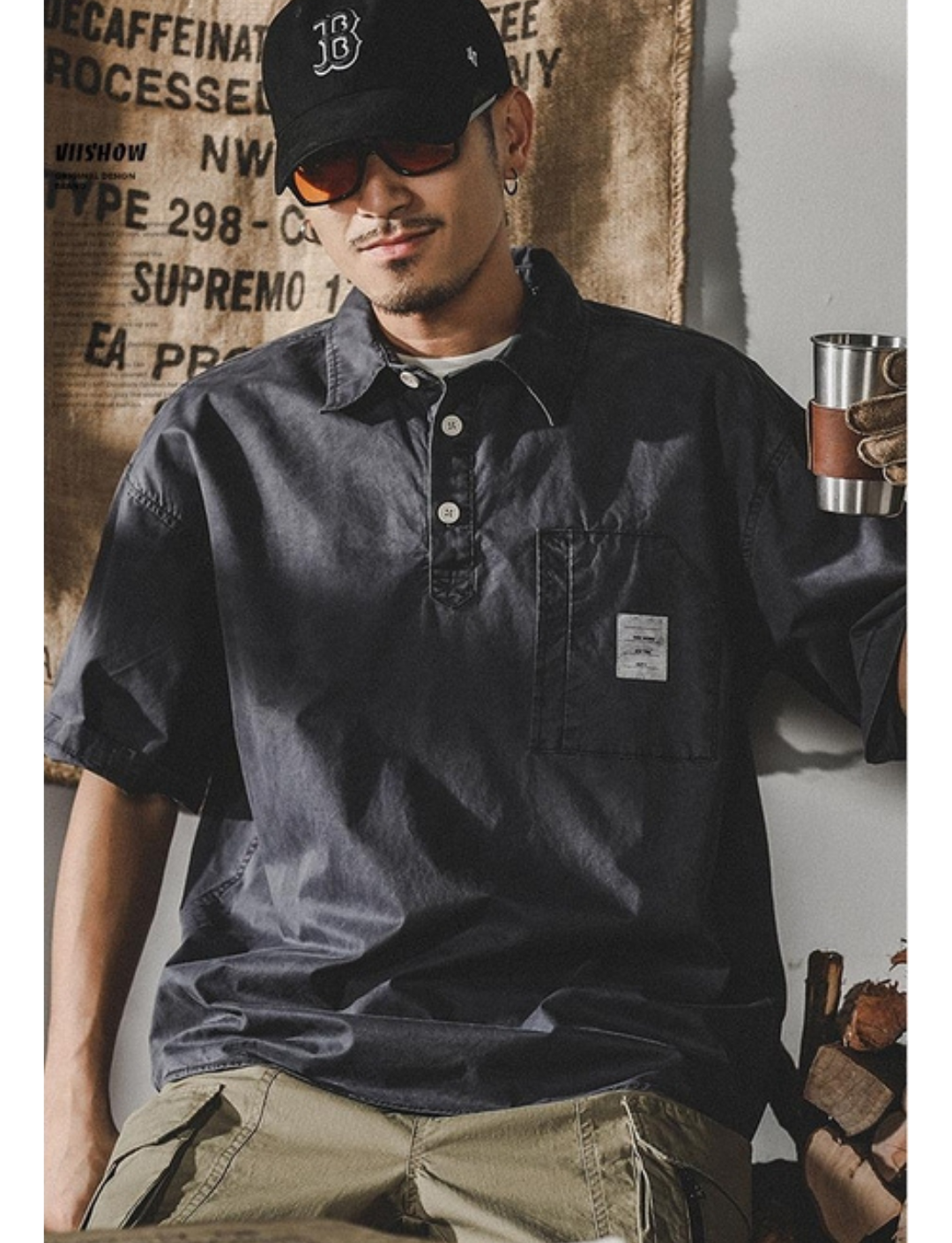 工裝著衣WorkerWear23年款/美式重磅復古水洗短袖polo衫