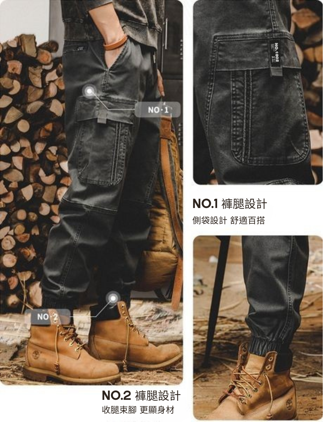 工裝著衣WorkerWear23年款/美式重磅春秋款復古直筒束腳褲(3色)