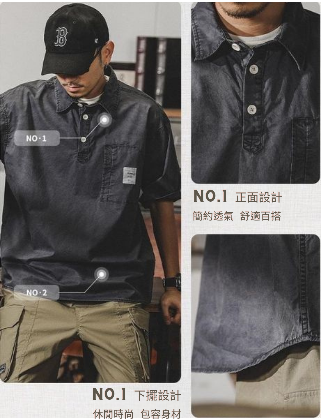 工裝著衣WorkerWear23年款/美式重磅復古水洗短袖polo衫