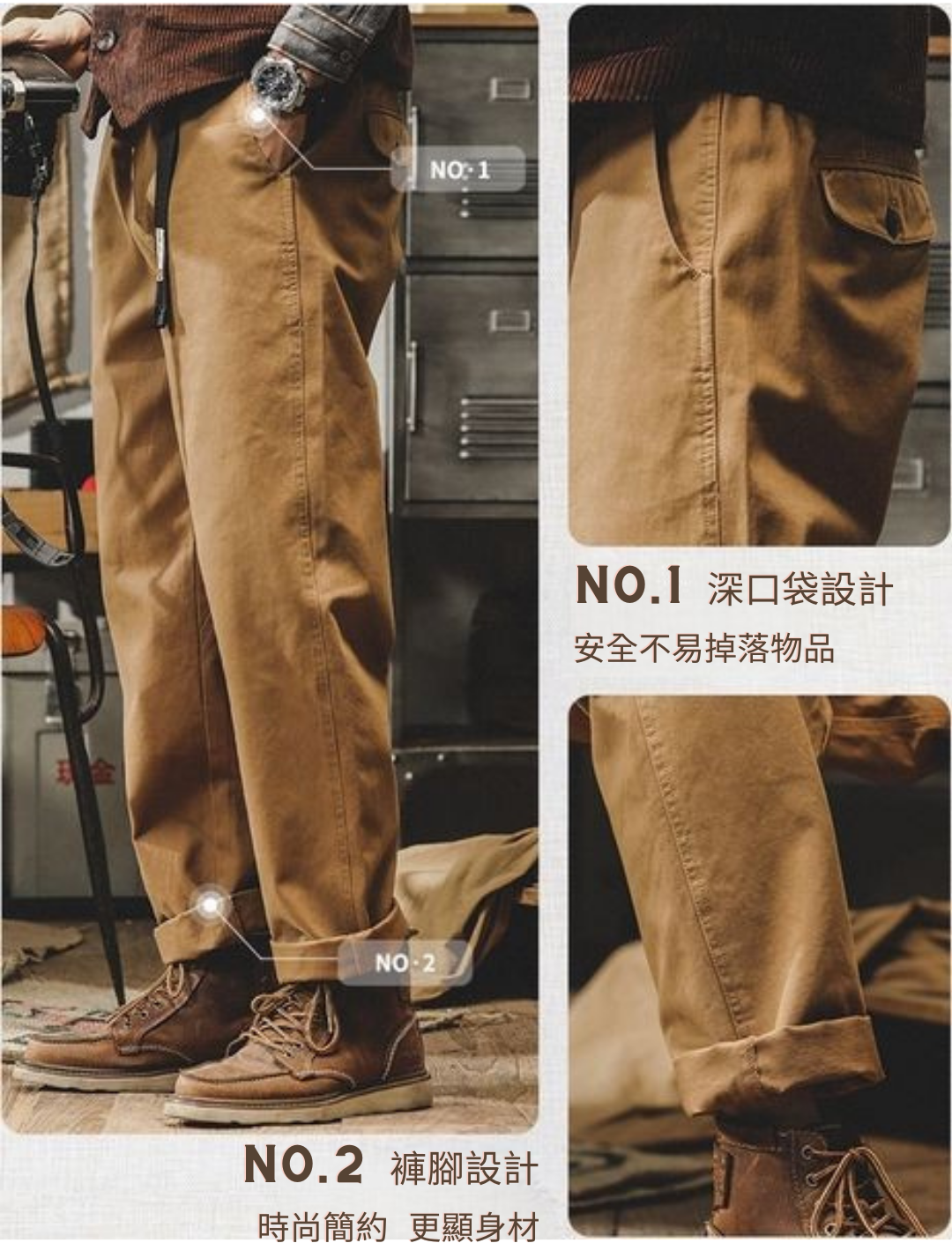 工裝著衣WorkerWear23年款/復古經典簡約直筒工裝褲(3色)