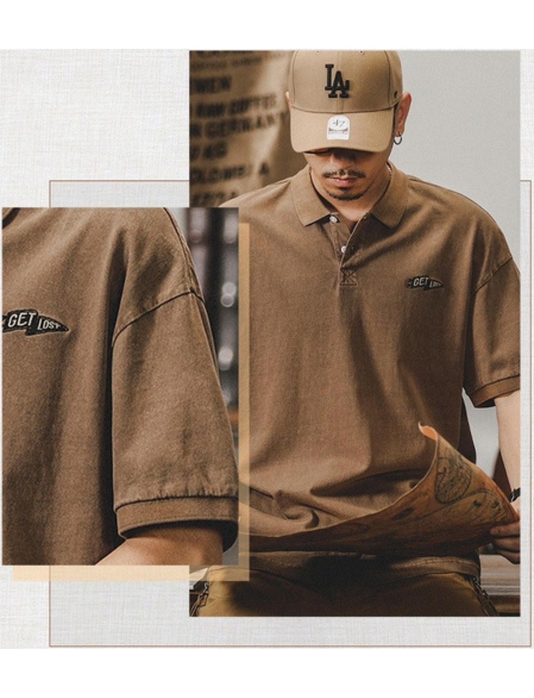 工裝著衣WorkerWear23年款/夏季新款復古寬鬆Polo衫(2色)