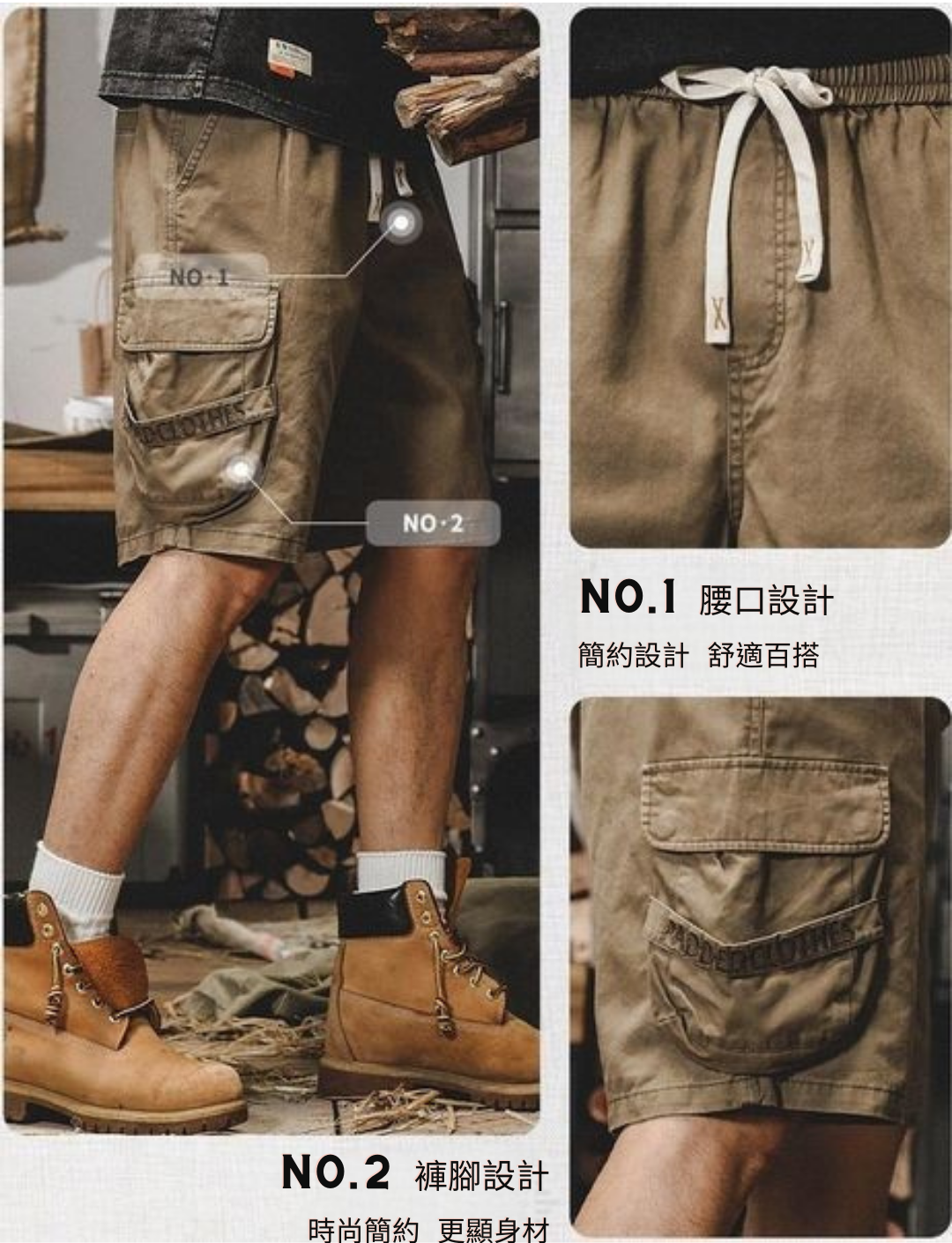 工裝著衣WorkerWear23年款/美式重磅復古工裝短褲(4色)