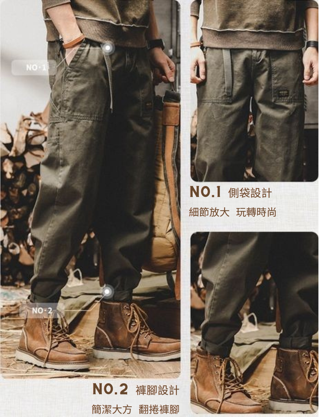 工裝著衣WorkerWear23年款/美式復古重磅工裝户外山系休閒褲(2色)